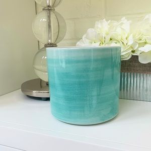 Green Watercolor Dip Ceramic 5" Round Planter Pot
